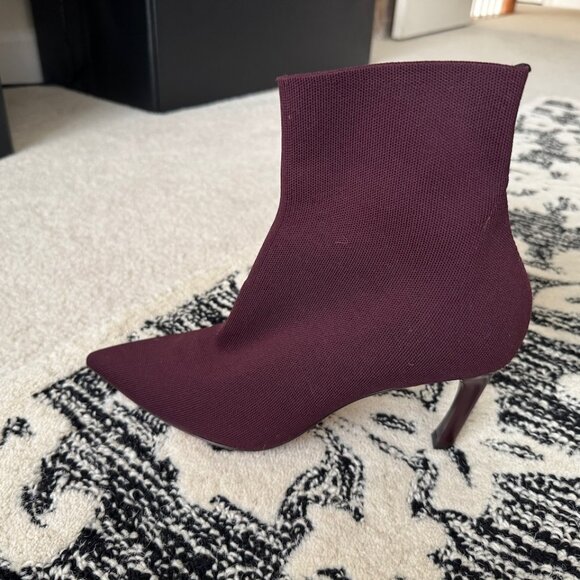 MM LaFleur Lana Stretch Boots Dark Red Burgundy Size 38, 7.5 or 8 Brand New Mint - Picture 3 of 6